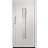 vidaXL Haustür Weiß 88x200 cm - Elegante Eingangstür mit 5-Punkt-Pilzverriegelung für mehr Sicherheit. Ideal für Ihr Zuhause, ausgestattet mit hochwertiger Isolierverglasung und robustem Edelstahlgriff.