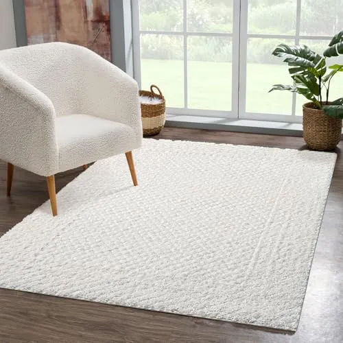 carpet city Hochflor Teppich Wohnzimmer Creme 200x290 cm in weiß von Carpet City