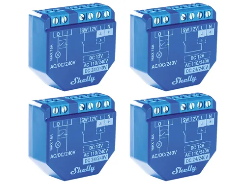 SHELLY WLAN-Schaltaktor Plus 1 - 16 A, Bluetooth, 4 Stück - Sonstige Elektroinstallationsartikel - Automatisieren Sie Ihr Smart Home mit dem kompakten Shelly Plus 1, der einfach hinter Schaltern passt und innerhalb von 10 Minuten installiert ist.