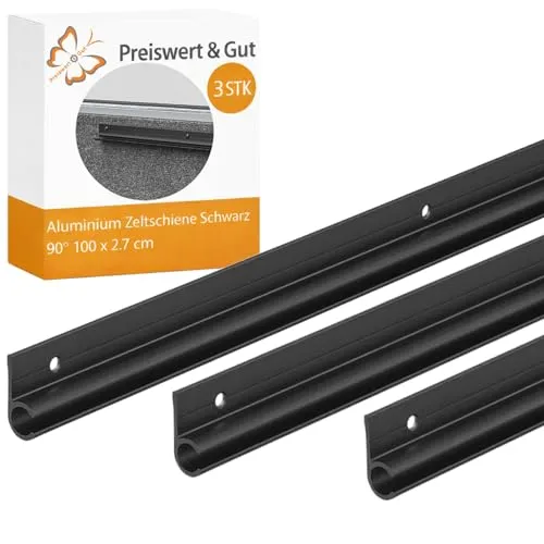 Kederleiste Aluminium eloxiert schwarz 3er Set 100 cm für Markisen