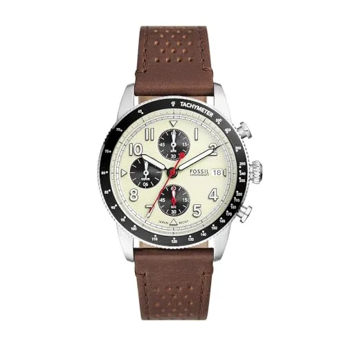 Fossil Sport Tourer Herren Uhr - Armbanduhren für Herren mit 42 mm Edelstahlgehäuse, Chronographenwerk und wasserdicht bis 50 m – ideal für sportliche Aktivitäten und den Alltag.