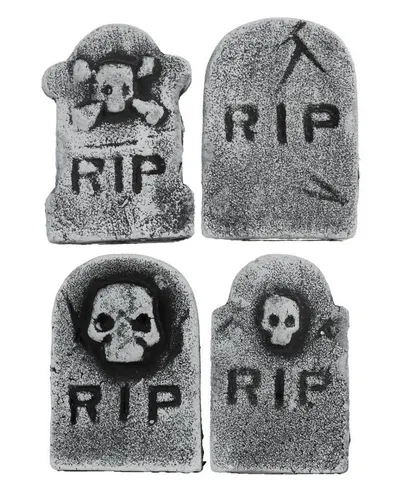 Produktbild Horror-Shop Dekoobjekt 4er Pack Mini Grabsteine aus Styropor als Hallowee