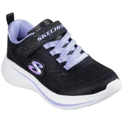 Skechers WAVE 92 Sneaker für Mädchen - Schlupfschuh mit Glitzer in lila und schwarz, maschinenwaschbar, ideal für aktive Mädchen und einfach anzuziehen.