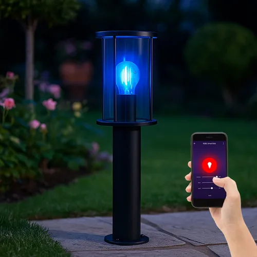Smart RGB LED Stehlampe Garten - dimmbar, schwarz, 8,5W - Moderne Außenlampe aus Edelstahl mit RGB-Farbwechsel und App-Steuerung für individuelle Lichtgestaltung im Garten. Ideal für stimmungsvolle Atmosphäre und einfache Bedienung.