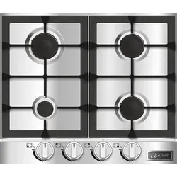 Kaiser Küchengeräte Gas-Kochfeld 60 cm mit Turbo-Brenner - Kochfeld aus Edelstahl mit 4 Gasbrennern, inklusive 1 Turbo-Gasbrenner für schnelles Kochen – ideal für kreative Küchenchefs.