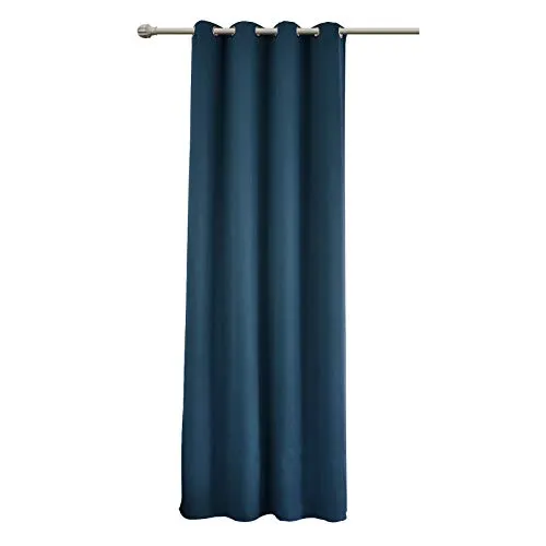 WOLTU Gardinen Vorhang Blickdicht mit Ösen, Leichter & weicher Verdunklungsvorhang Wärmeisolierend Ösenschal 135x225 cm Dunkelblau, Thermovorhang Kälteschutz für Wohnzimmer Schlafzimmer Kinderzimmer