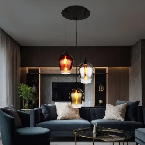 Elegante Hängelampe Pendelleuchte 3-flammig schwarz