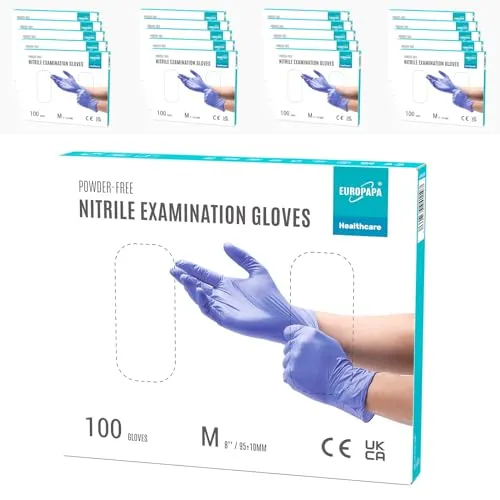 EUROPAPA® 2000 Stück (20x100) Nitrilhandschuhe Box Einweghandschuhe, Einmalhandschuhe, Untersuchungshandschuhe, puderfrei, ohne Latex, unsteril, latexfrei, disposible gloves (M, Lila)