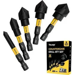 Senkerbohrer-Set 5-tlg 82 Grad HSS nitridbeschichtet Sechskantschaft
