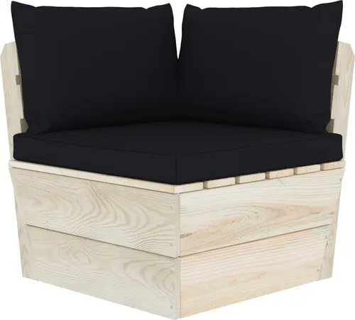 vidaXL Garten-Paletten-Ecksofa mit Kissen - Modulares Gartensofa aus imprägniertem Fichtenholz, ideal für entspannte Stunden im Freien. Mit komfortablen Kissen ausgestattet, passt es perfekt in jeden Garten oder auf die Terrasse.