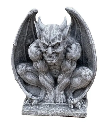 Stone and Style Gartenfigur Gargoyle mit Flügeln - Frostfest - Frostfeste Steinfigur für den Garten: 16 cm breit, 27 cm hoch und 11 cm lang. Ideal für kreative Gartengestaltung und langlebige Freude im Freien.