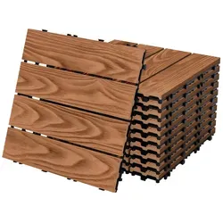 ML-Design 44xWPC Terrassenfliesen 30x30 cm Hellbraun - Fliesen für Balkon und Terrasse mit einfachem Stecksystem – wetterbeständig, pflegeleicht und in attraktiver Holzoptik.