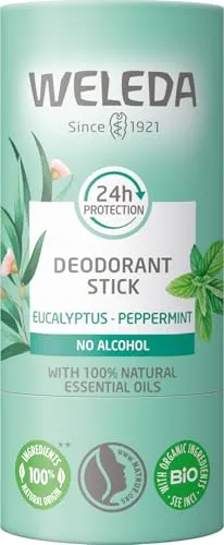 WELEDA Bio 24h Deo Stick Eukalyptus & Pfefferminze – Naturkosmetik Deodorant mit erfrischendem Duft. Natürlicher Deostick schützt zuverlässig vor Körpergeruch ohne Aluminiumsalze (vegan, 50g)
