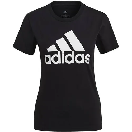 ADIDAS Damen Shirt Essentials Logo - Klassisches T-Shirt für Fitness und Alltag, ideal zum Kombinieren mit Trainingshose oder Jeans. Übergroßes ADIDAS Logo zeigt deine Sportliebe.