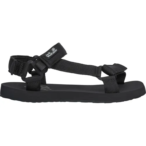 Jack Wolfskin Damen Taiga Sandale Größe 39.5 - Schwarz - Bequeme und leichte Outdoor-Sandalen mit verstellbaren Klettverschlüssen für optimalen Sitz und rutschfester Gummisohle für sicheren Halt bei jedem Schritt.
