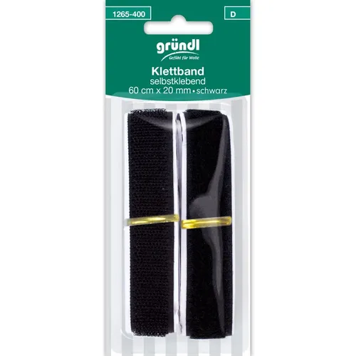 Gründl Klettband selbstklebend schwarz 60 cm x 20 mm
