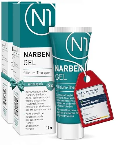 N1 Narbensalbe 2x19 g - Apothekenprodukt für neue und alte Narben - Narbengel reduziert sichtbare Narben - Narbencreme nach Operationen, Verbrennungen oder Akne für Gesicht & Körper