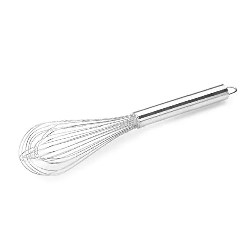 thermohauser Schneebesen (Edelstahl rostfrei), 30 cm Länge, mit Edelstahlgriff und Aufhänger, mit 24 Schlaufen