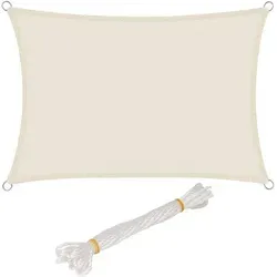 WOLTU Sonnensegel Rechteck 3x4m Creme - Sonnenschutz für Garten, Terrasse und Camping mit bis zu 93% UV-Schutz, wasserabweisend und reißfest. Einfacher Anbau mit rostfreien D-Ringen und windfesten Seilen.