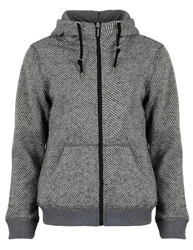 ROADSIGN australia Damen Fleecejacke mit Kapuze, Tunnelzug mit Perlendetails und Rippbund an den Saumenden grau, M