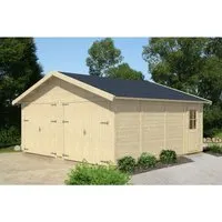Blockbohlengarage SKAN HOLZ Varberg 3 - Gartenhäuser, Geräteschuppen & Carports - Robuste Holzgarage mit Satteldach, ideal für die sichere Aufbewahrung von Fahrzeugen und Gartengeräten.