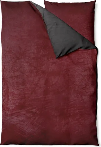 Winter Bettwäsche Teddy Plüsch Nicki Uni Flauschig Kuschelig Warm Weich Fleece, Farbe:Wende bordeaux / anthrazit, Größe:2 teilig 135x200 cm