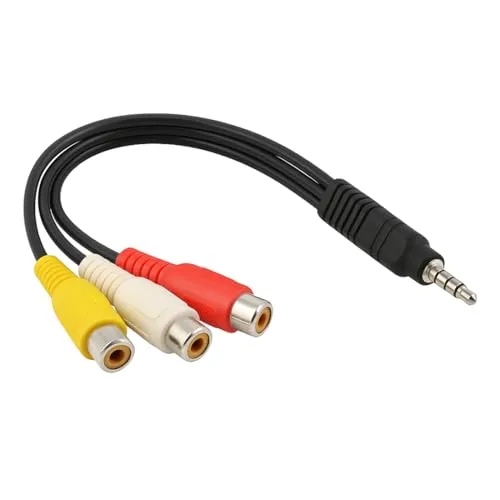 Aukson Bolwins P13S 3,5mm Klinke Stecker auf 3x Cinch Buchse Adapter Kabel, 30cm Cinch auf Klinke Kabel für TV, DVD, MP3, PC, Camcorder