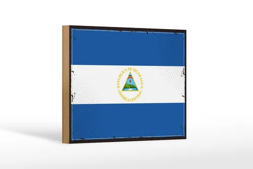 Holzschild Flagge Nicaraguas 18x12 cm Retro Flag Nicaragua Deko Schild