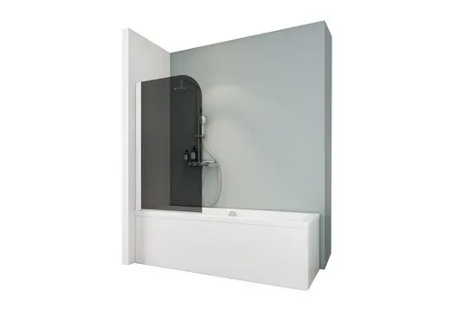 Schulte D1650 Duschwand Komfort, 80 x 140 cm, grau anthrazit - Elegante Duschtrennwand aus 5 mm Sicherheitsglas für Badewannen. Mit hochwertigem Aluminium-Wandanschluss und flexiblem Pendelmechanismus für optimalen Spritzschutz.