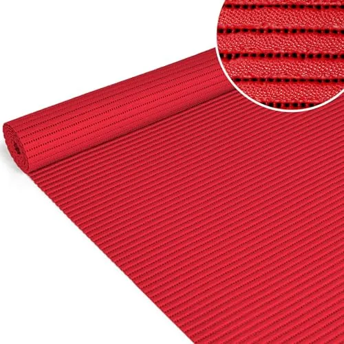 ANRO Badematte Weichschaummatte Badvorleger Badläufer rutschfest Weichschaum Duschvorleger Feuerrot 65x1500cm (15M)