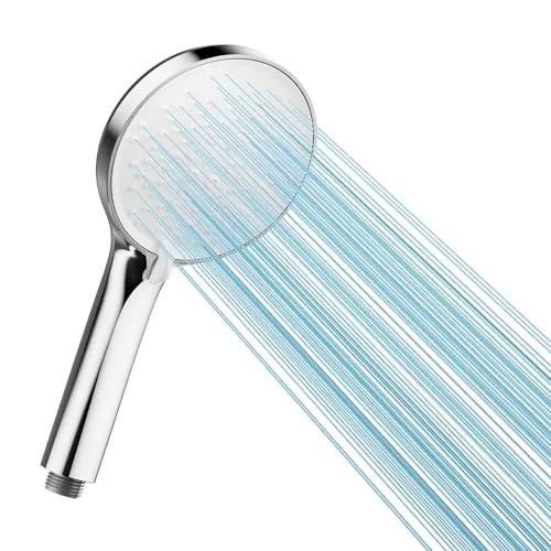 Cobbe Duschkopf Wassersparender, Hochdruck Handbrause mit 3 Strahlarten, Duschbrause Groß, Brausekopf mit Antikalk-Funktion, White/Chrom