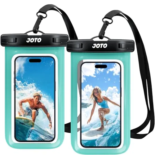 JOTO 2 Stück wasserdichte Handyhülle IPX8 Unterwasser Wasserfest Handytasche für iPhone 16 15 14 13 12 11 Pro Max Plus Galaxy S24 S23 A15 Xiaomi bis 7 Zoll Phone Case -Grün