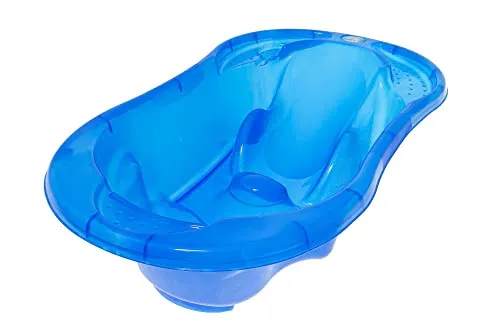 TEGA BABY Comfort profilierte Kinderbadewanne von 0 bis 15 Monate 2 Nutzungsarten anatomische Form mit Ablaufstöpsel und Temperaturanzeige TÜV geprüft 97x55cm Grau