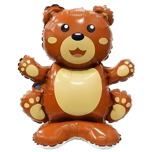 Folienballon Aufsteller 3D in Bär-Form, Braun, ca. 58 * 42 cm - Perfekt für Kindergeburtstage, Partys, Dekorationen, Geschenke - Leicht aufzublasen und wiederverwendbar - Charmantes Design