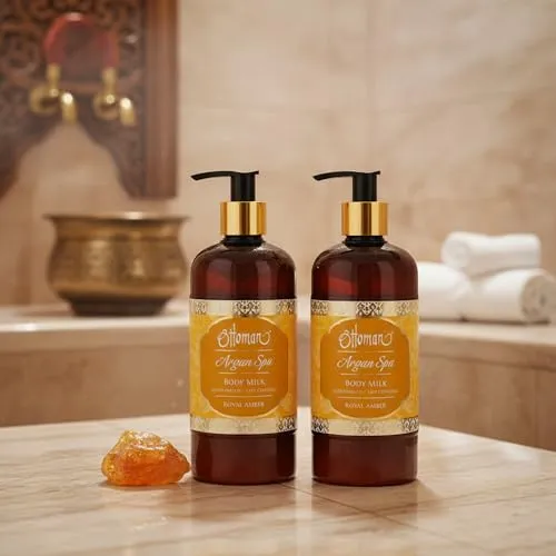 Ottoman Argan Spa Körpermilch Royal Amber - 2 x 400 ml - Feuchtigkeitsspendende, regenerierende Bodymilk für strahlende, geschmeidige Haut - ohne Tierversuche