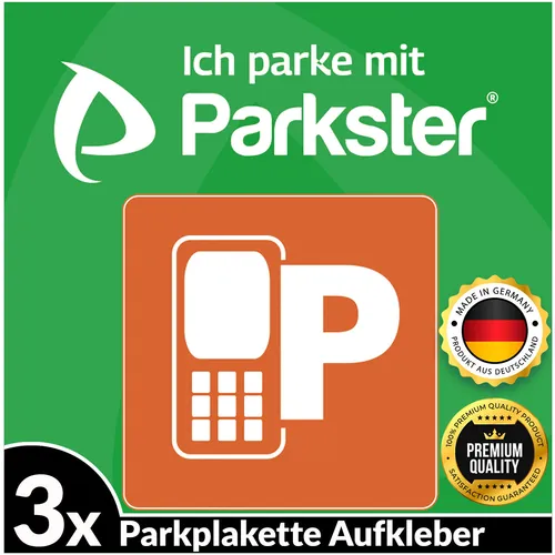 3x PARKSTER Aufkleber Vignette APP Sticker 6x6 cm Ticket Parkplakette Hinterglas
