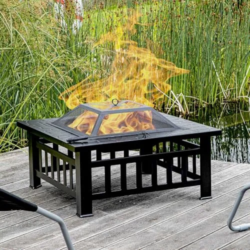 Bubble-Store Feuerkorb Terrassenofen - Grills - Vielseitiger Terrassenofen in dekorativer Steinoptik, ideal für gemütliche Abende mit Grillrost und Eiskübel-Funktion.