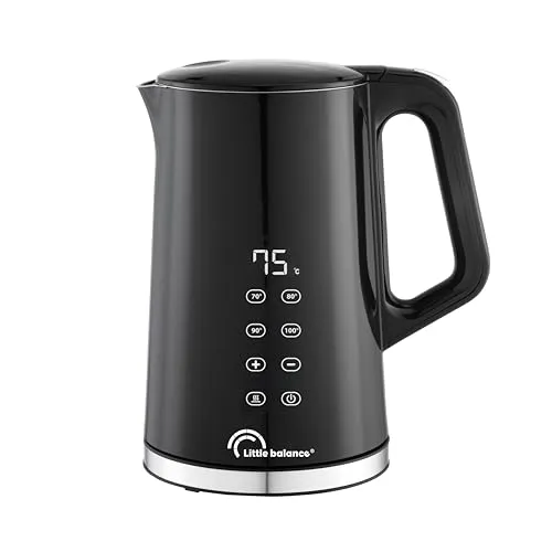 LITTLE BALANCE 8767 Black Digital, Wasserkocher, 1,7 L, einstellbare Temperatur 40-100°C, Kaltwände, Warmhaltefunktion, 2200 W, Schwarz