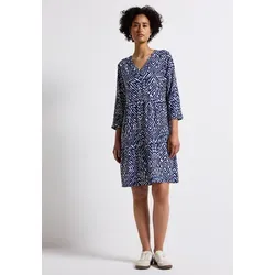 Tunikakleid STREET ONE, Damen, Gr. 44, EURO-Größen, blau (tiefblau), Stoff, 100% Viskose, bedruckt, normal kniefrei, Rundhals, Bündchen, Kleider, aus Viskose