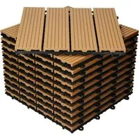ECD Germany 55x WPC Terrassenfliesen - Edle Klickfliese in Teak - Fliesen für Balkon und Terrasse, rutschfest und witterungsbeständig. Einfaches Stecksystem für schnelle Verlegung und individuelle Anpassung.