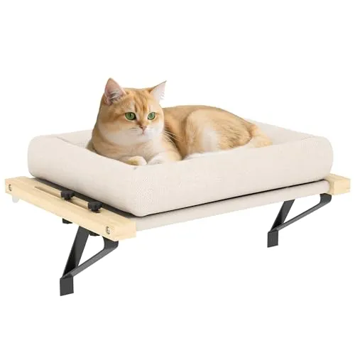 PawHut Heizungsliege für Katzen, 50x36cm - Katzenbett mit verstellbarer Halterung, abnehmbaren und waschbaren Kissen – ideal für Heizkörper oder Fensterbänke, bietet ultimativen Komfort für Katzen.