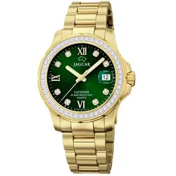 Jaguar Woman J895/2 Damenarmbanduhr - 200m wasserdicht, goldfarben/grün - Damenuhr aus Edelstahl mit Saphirglas, 200m wasserdicht, ideal für Sport und Alltag. Elegantes Design in gold und grün, perfekt für stilbewusste Frauen.