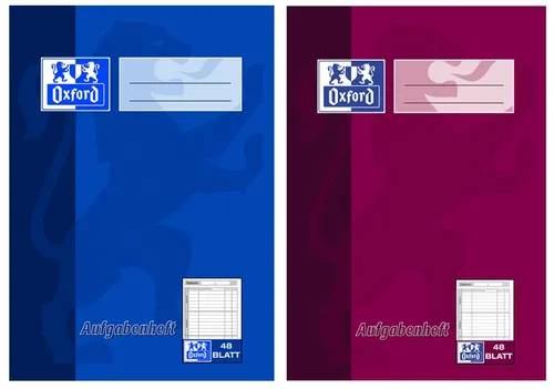 Oxford Aufgabenheft DIN A5 48 Blatt farbig sortiert (1 Stück)
