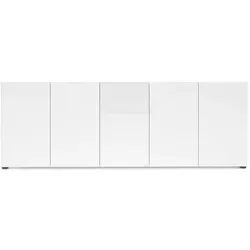 home24 Sideboard Weiß Hochglanz, 5-türig
