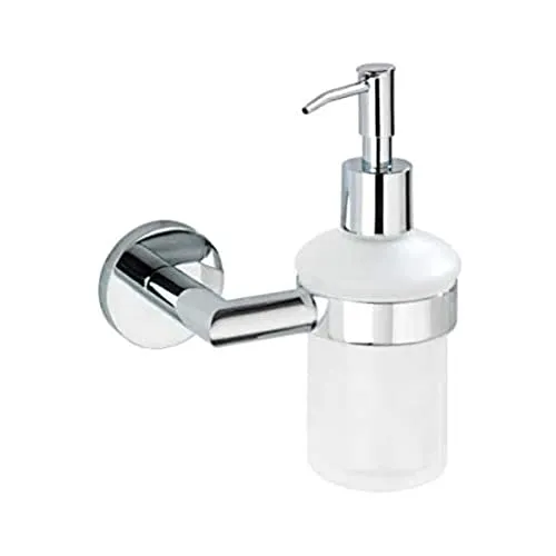 WENKO 17962100A Power-Loc Seifenspender Revello - Flüssigseifen-Spender, Fassungsvermögen 0.19 L, Messing, 13 x 17 x 9.5 cm, Chrom