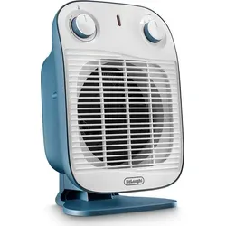 De Longhi HFS50B20.AV - Elektrischer Raumheizlüfter 2000W, IP21 Schutz für Badezimmer, 3 Leistungsstufen und tragbar in Blau/Weiß