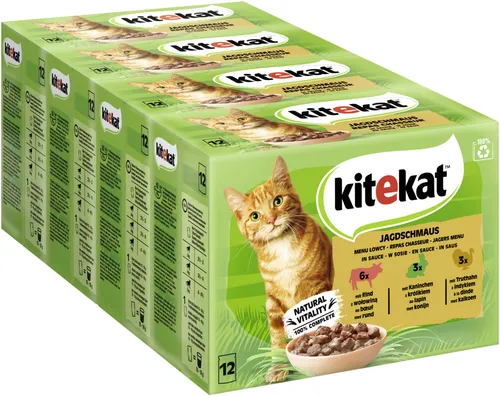 KITEKAT Jagdschmaus in Sauce 4x 12x85g Katzenfutter Nassfutter