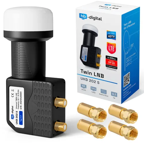 hb-digital Twin LNB für 2 Teilnehmer – LTE Protected, Schwarz