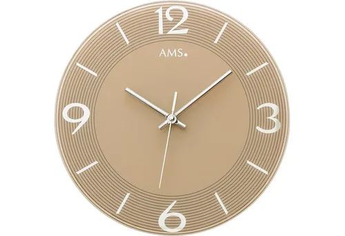 AMS Wanduhr Modell 9572 - Modernes Design mit 30 cm Durchmesser - Wohnaccessoires mit elegantem, goldfarbenem Zifferblatt und analoger Anzeige. Perfekt für stilvolle Akzente in Ihrem Zuhause!