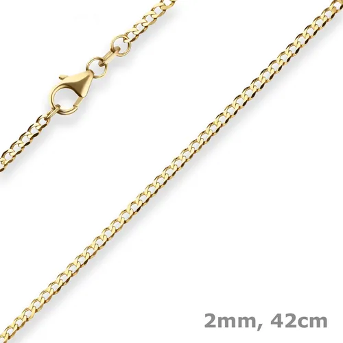 2mm Panzerkette weit Goldkette Collier aus 585 Gold - Elegante 42 cm Halskette aus 14 Karat Gelbgold, ideal für stilbewusste Damen, die zeitlosen Schmuck mit mattem Finish schätzen.